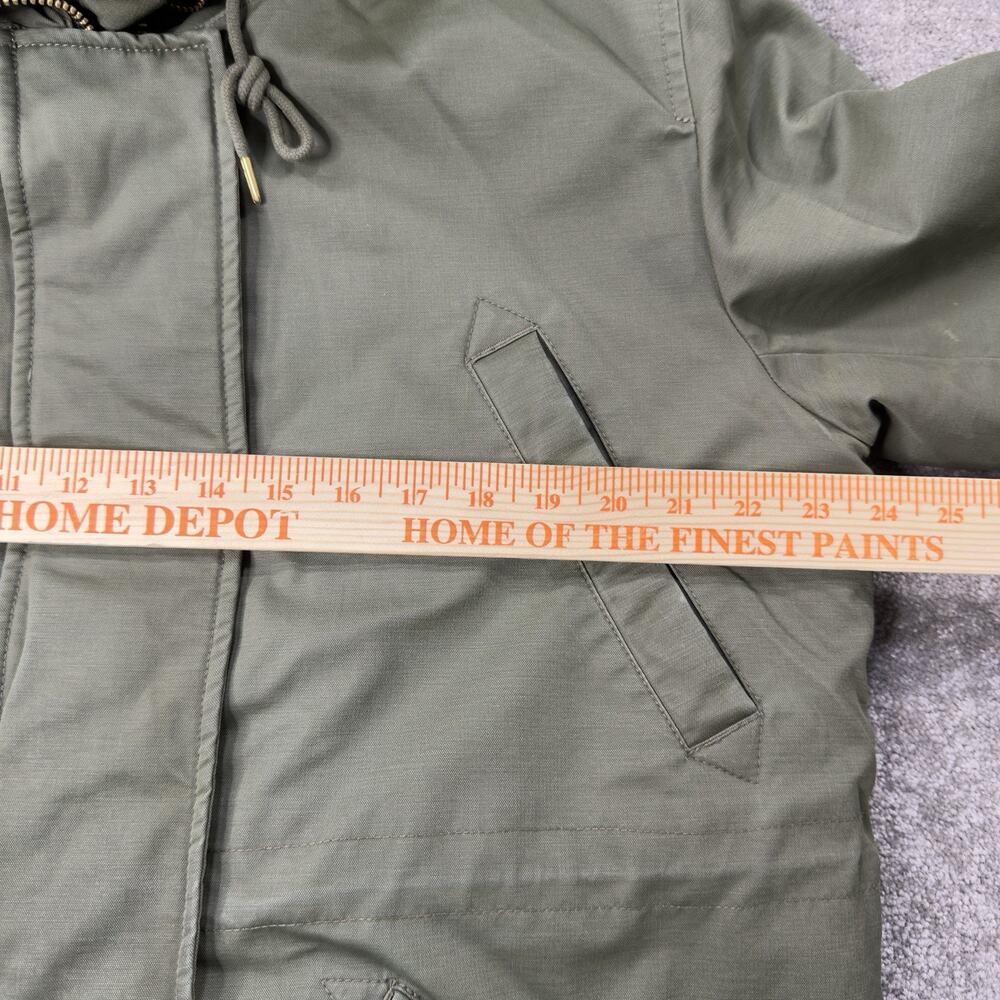 JCrew Perfect Winter Parka Olive Quilted Lined Faux Fur Hood Coat‎ Womens *L - Picture 4 of 13